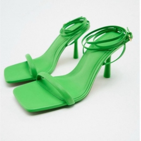 Zara Leather Lace Up Heels Size 39 - Picture 1 of 5